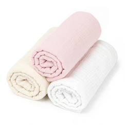 Linge de maison et décoration-Lot de 3 draps housses couffin en gaze de coton pastel