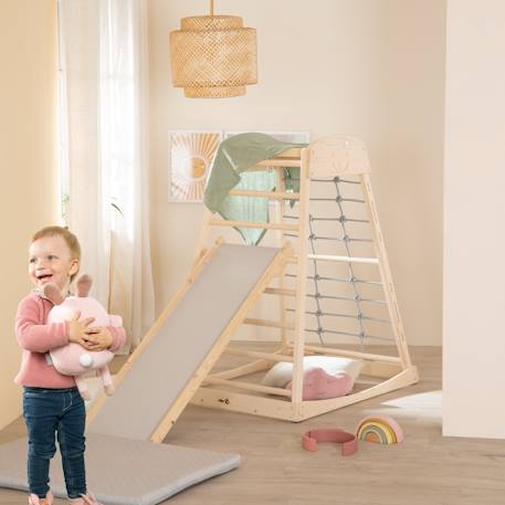 Tour d'escalade en bois massif avec balançoire Naturel 5 - vertbaudet enfant 