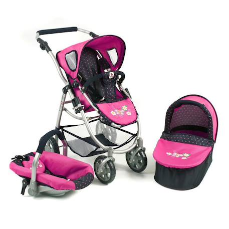 La poussette combinée 3 en 1 emotion 'all in' pour poupons Multicolore+Noir et rose+Rose+Rose et bleu+Rose et gris+Rose fuschia+Violet+Violet étoiles 30 - vertbaudet enfant 