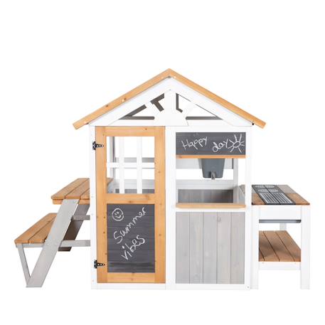 Maison de jeux extérieure multifonction en bois massif résistant Gris et naturel 5 - vertbaudet enfant 