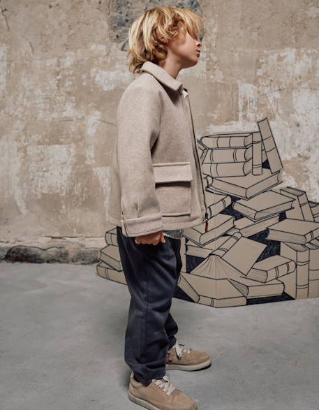 Manteau à effet laine avec fermeture éclair b&s Beige clair 2 - vertbaudet enfant 