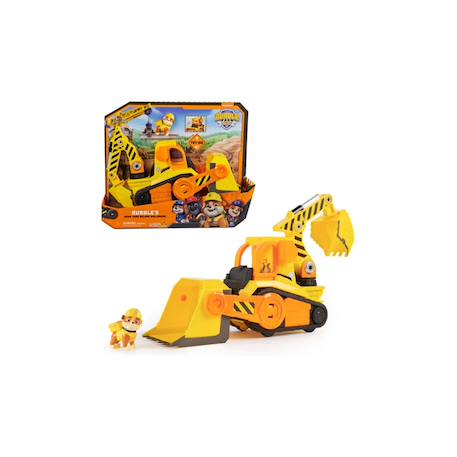 Rubble & crew - grand bulldozer avec effets sonores et lumineux et figurine rubble Jaune 2 - vertbaudet enfant 