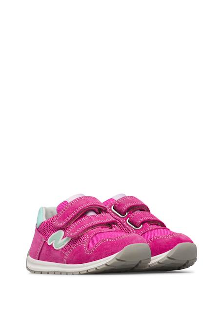 Sneakers en cuir et tissu sammy 3 vl. Beige-vert+Bleu foncé-orange+Céleste-jaune+Fuchsia-vert+Gris-bleu+Rose-fuchsia+Rose-jaune+Rouge-vert+Sage-rose 17 - vertbaudet enfant 