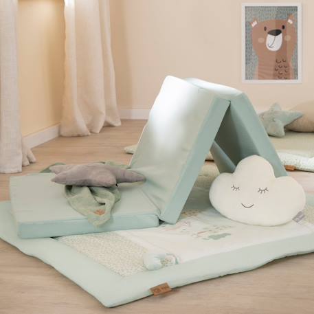 Tapis d'éveil en coton imprimé forêt woodland buddies Vert pastel 4 - vertbaudet enfant 