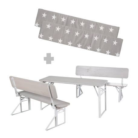 Table pique-nique pliante avec bancs et coussins pour 4 enfants Gris+Teck 2 - vertbaudet enfant 