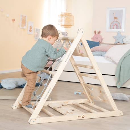 Triangle d'escalade triple défi en bois massif Naturel 6 - vertbaudet enfant 