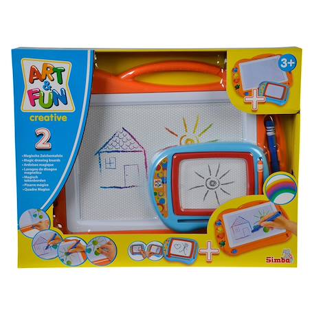 Ardoise magique Art et fun - 2 tableaux de peinture Multicolore 2 - vertbaudet enfant 