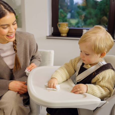 Chaise haute 3-en-1 TINO, pliable avec plateau et harnais 5 points, réglable, facile à nettoyer, compacte, évolutive Beige+Grey 11 - vertbaudet enfant 
