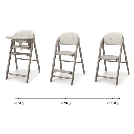 Chaise haute 3-en-1 TINO, pliable avec plateau et harnais 5 points, réglable, facile à nettoyer, compacte, évolutive Beige+Grey 2 - vertbaudet enfant 