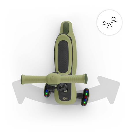 Trottinette  2-en-1 HALLEY 2, avec siège évolutive pliable, direction par inclinaison, guidon réglable, roues led, plateau antidérapant, compacte Blanc+Rose+Vert 18 - vertbaudet enfant 