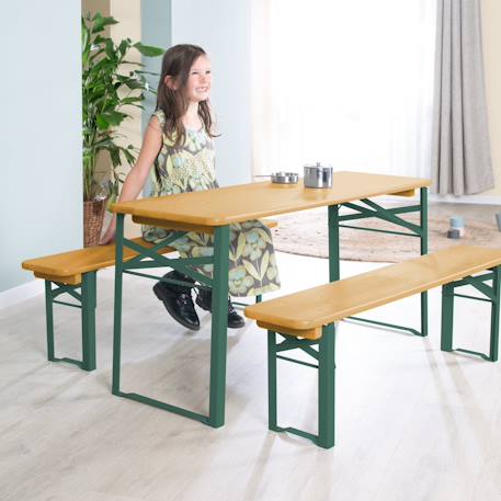 Table pique-nique pliante avec bancs pour 4 enfants Gris+Teck 7 - vertbaudet enfant 