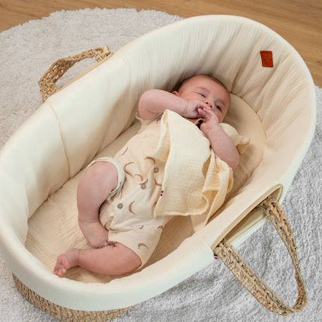 Lot de 3 draps housses couffin en gaze de coton pastel Rose, écru, blanc 2 - vertbaudet enfant 