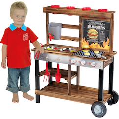 Jouet-Jeux d'imitation-Cuisine d'été avec barbecue en bois