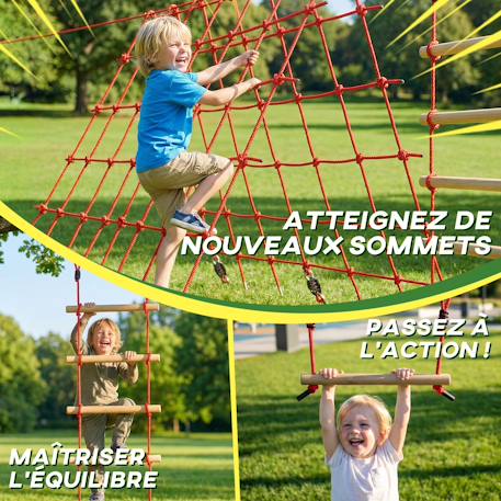 Parcours d'obstacles ninja enfants 10 m charge 100 kg pp rouge Rouge 1 - vertbaudet enfant 