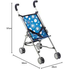 Jouet-Poupons et poupées-Mini buggy roma design bleu avec motifs pour poupée