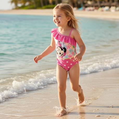Maillot de bain fille 1 pièce asymétrique rose à pois motif personnage minnie Rose 2 - vertbaudet enfant 