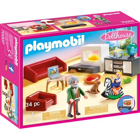 Dollhouse - salon avec cheminée 70207 Multicolore 2 - vertbaudet enfant 