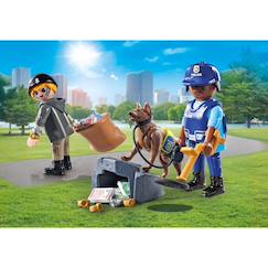 Jouet-Jeux d'imagination-Policier chien de recherche, voleur et accessoires 71731