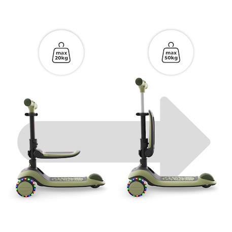 Trottinette Kinderkraft HALLEY 2 2-en-1 avec Siège Réglable 25-33 cm, Guidon 4 Hauteurs, Roues LED et Pliage Rapide Blanc+Rose+Vert 16 - vertbaudet enfant 