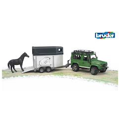 Jouet-Jeux d'imagination-Land rover defender avec van pour chevaux et 1 cheva