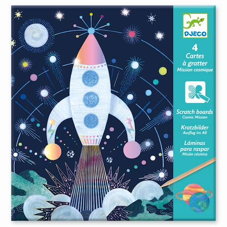 4 cartes à gratter mission cosmique Multicolore 2 - vertbaudet enfant 