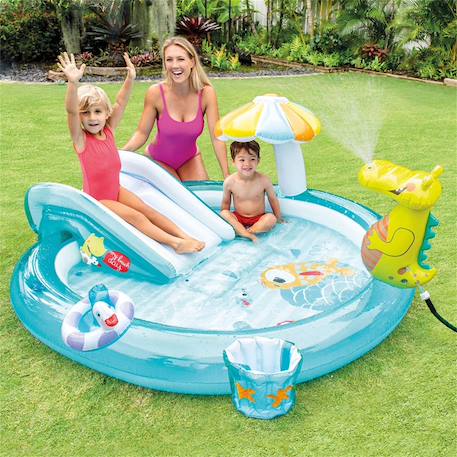 Piscine enfant avec espace de jeu Bleu 1 - vertbaudet enfant 