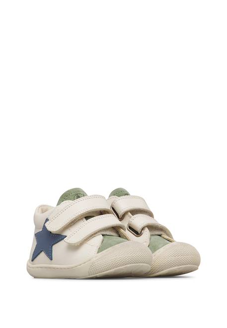 Chaussures en cuir et en daim kolde vl Blanc crème-vert+Blanc-beige-+Blanc-gris- 2 - vertbaudet enfant 