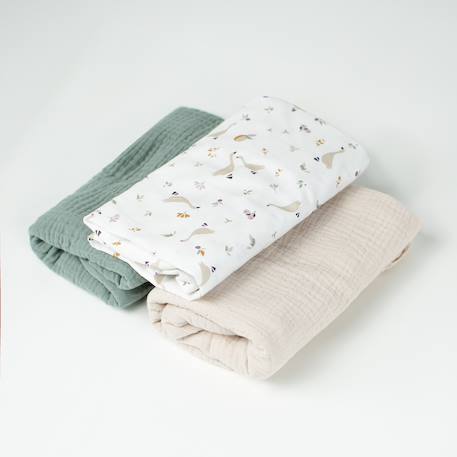 Lot de 3 draps housses couffin en coton sidonia Beige, vert, sidonia 3 - vertbaudet enfant 