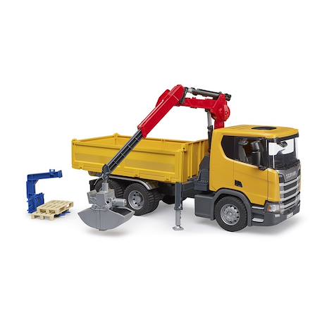 Camion de chantier scania super 560r avec grue et 2 palettes Jaune 2 - vertbaudet enfant 
