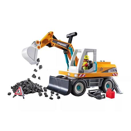Action heroes pelleteuse mécanique avec ouvrier et accessoires 71749 Multicolore 1 - vertbaudet enfant 