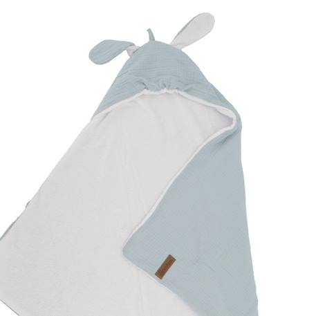 Cape de bain en gaze de coton avec oreilles de lapin Bleu gris+Céladon 2 - vertbaudet enfant 