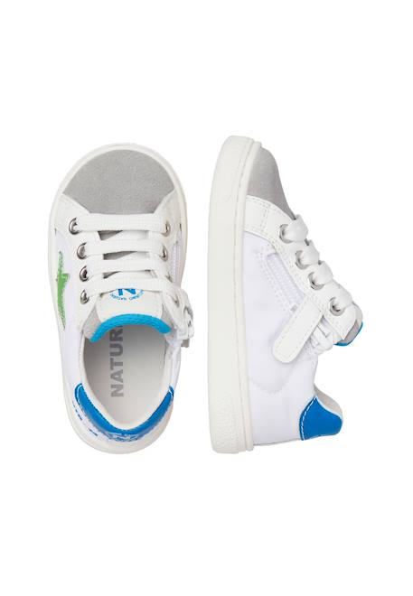 Baskets en cuir et en daim pinn zip. Blanc-gris 4 - vertbaudet enfant 