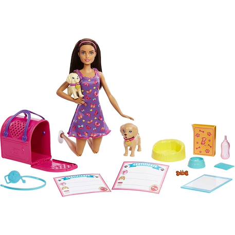 Barbie set de jeu d'adoption de chiots avec poupée brunette Multicolore 2 - vertbaudet enfant 