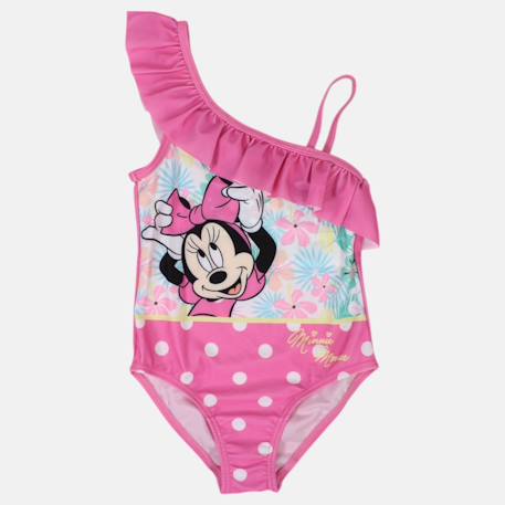 Maillot de bain fille 1 pièce asymétrique rose à pois motif personnage minnie Rose 4 - vertbaudet enfant 