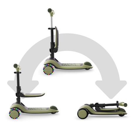 Trottinette Kinderkraft HALLEY 2 2-en-1 avec Siège Réglable 25-33 cm, Guidon 4 Hauteurs, Roues LED et Pliage Rapide Blanc+Rose+Vert 15 - vertbaudet enfant 
