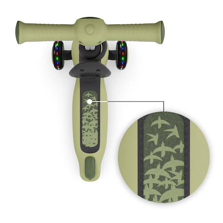 Trottinette  2-en-1 HALLEY 2, avec siège évolutive pliable, direction par inclinaison, guidon réglable, roues led, plateau antidérapant, compacte Blanc+Rose+Vert 14 - vertbaudet enfant 