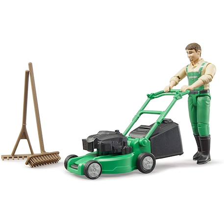 Bworld jardinier avec tondeuse à gazon et outils de jardinage Vert 2 - vertbaudet enfant 