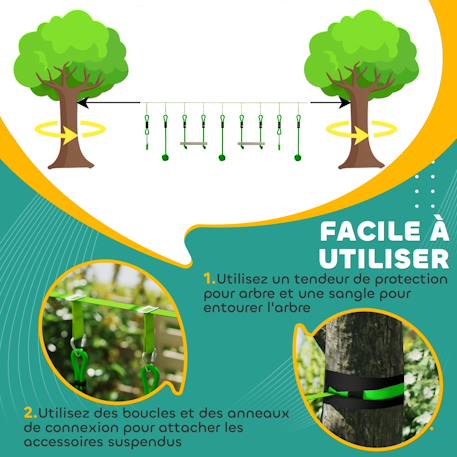 Tyrolienne enfant 10m max. 50kg - kit complet - nombreux accessoires - vert Vert 5 - vertbaudet enfant 