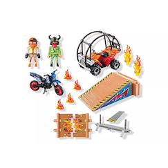 Jouet-Jeux d'imagination-Figurines, mini mondes, héros et animaux-Action heroes cascadeurs avec quad moto et tremplins 71808