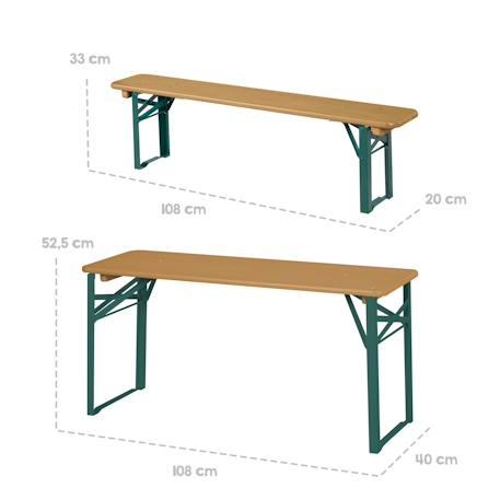 Table pique-nique pliante avec bancs pour 4 enfants Gris+Teck 10 - vertbaudet enfant 