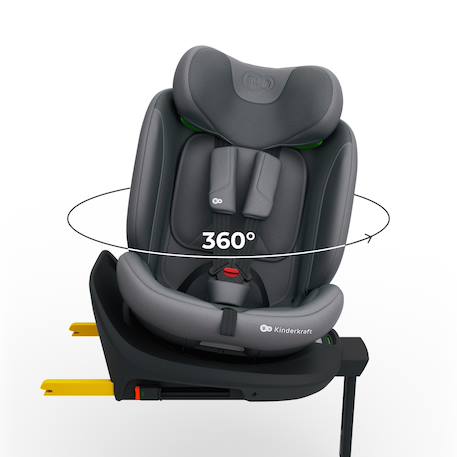 Siège Auto Kinderkraft I-360 2 PLUS i-Size avec ISOFIX, Pivotant à 360°, SPS+ et Installation Dos à la Route 40-150 cm Gris+Noir+Vert 3 - vertbaudet enfant 