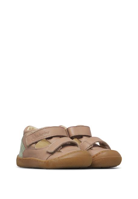 Sandales semi en cuir et en daim irtys Bleu clair-+Rose clair-+Tourterelle-militaire- 12 - vertbaudet enfant 