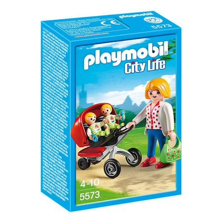 City life - maman avec jumeaux et landau 5573 Multicolore 2 - vertbaudet enfant 