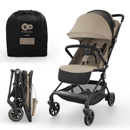 Poussette cabine ultralégère NEBO pliage une main format avion iata dossier inclinable Beige+Gris+Noir 1 - vertbaudet enfant 