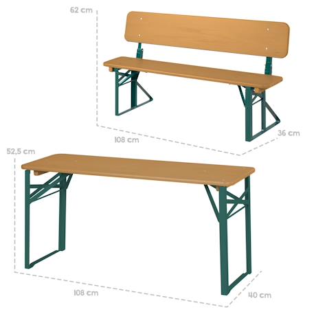 Table pique-nique pliante avec bancs à dossier pour 4 enfants Gris+Teck 9 - vertbaudet enfant 