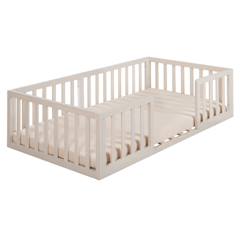 Chambre et rangement-Lit bébé montessori au sol avec protection antichute