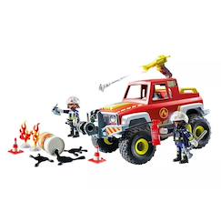 Jouet-Jeux d'imagination-Action heroes véhicule de pompiers avec bidon enflammé 71824
