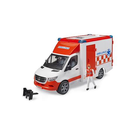 Véhicule ambulance mercedes benz sprinter avec conducteur et module son et lumière Rouge et blanc 2 - vertbaudet enfant 