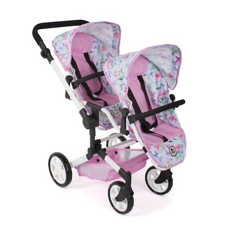 Poussette double pour poupées linus duo flowers Rose 2 - vertbaudet enfant 