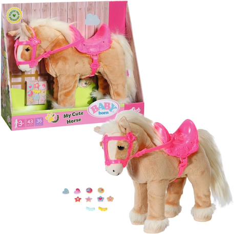 Baby born my cute horse-cheval en peluche interactive Beige et rose 2 - vertbaudet enfant 